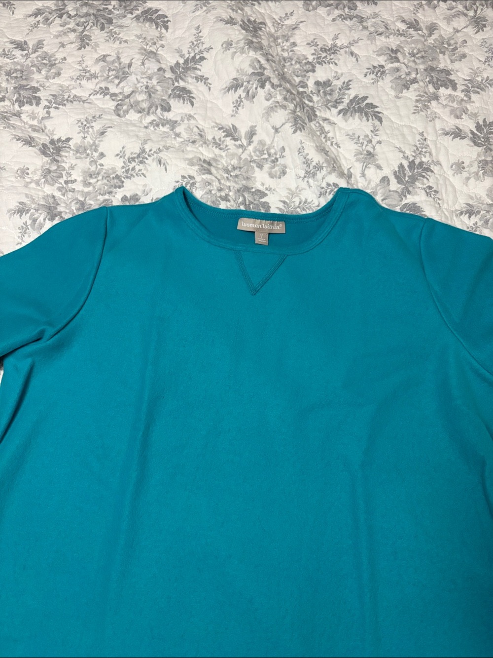 Woman Within Teal Crew Neck Sweater